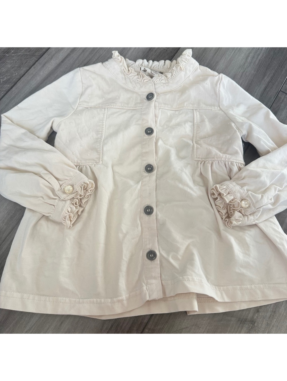 Matilda Jane Cream Cotton Ruffle Blouse Boho Cottage Sz 2